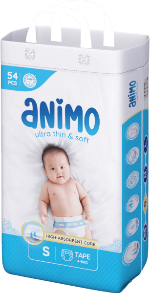 Tã dán Animo Siêu Mềm Thoáng (S, 54 miếng)