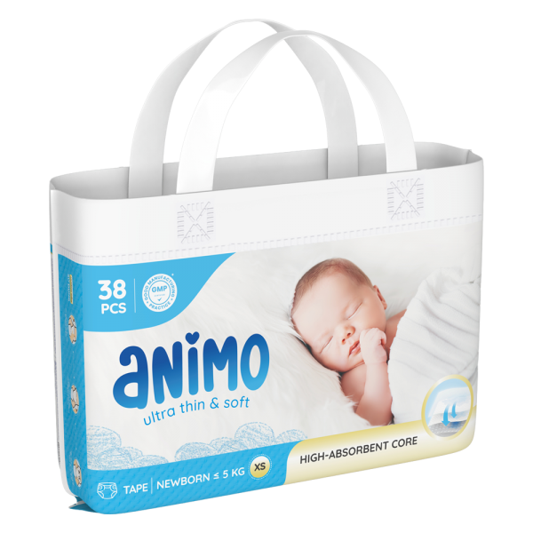 Tã dán Animo Siêu Mềm Thoáng (XS, 38 miếng)