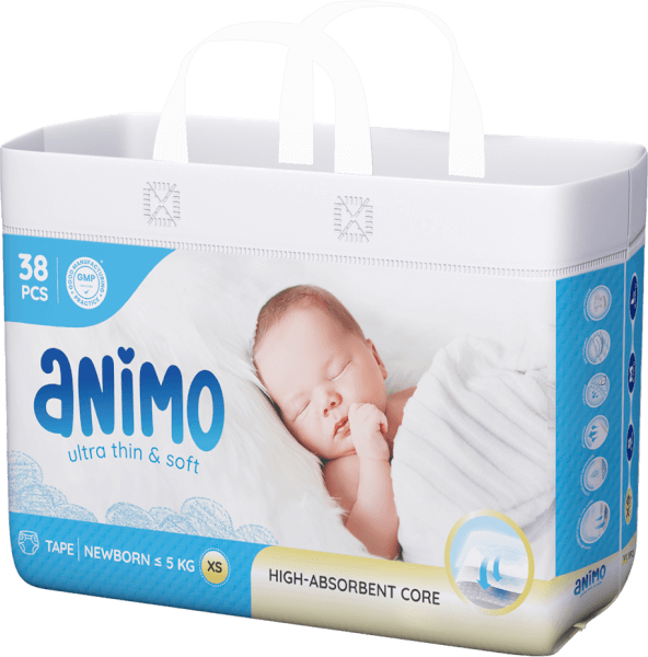 Tã dán Animo Siêu Mềm Thoáng (XS, 38 miếng)