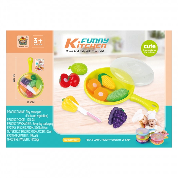 Bộ đồ chơi gồm chảo và dụng cụ cắt rau củ quả RFD413075 C505
