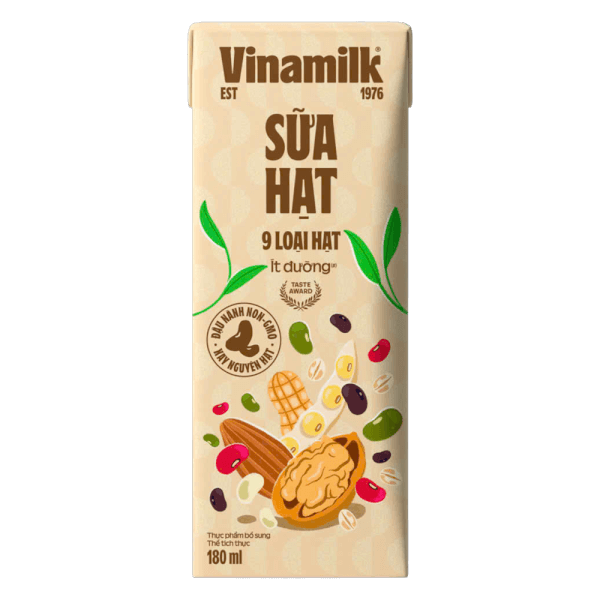 Sữa hạt 9 loại hạt Vinamilk ít dường 180ml (lốc 4 hộp)