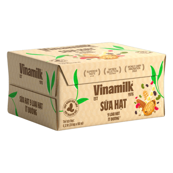 Sữa hạt 9 loại hạt Vinamilk ít dường 180ml (lốc 4 hộp)