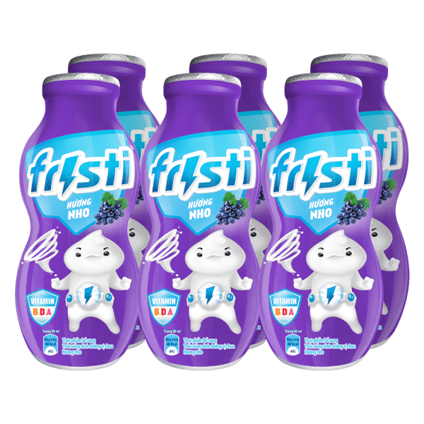 Combo 2 Sữa chua uống Fristi hương nho 80ml (lốc 6 chai)