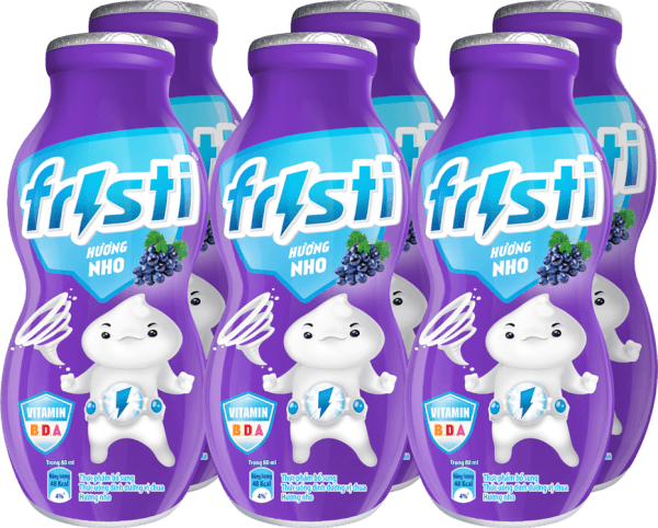 Combo 2 Sữa chua uống Fristi hương nho 80ml (lốc 6 chai)