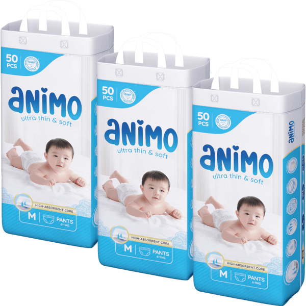 Combo 3 tã quần Animo Siêu Mềm Thoáng (M, 50 miếng)