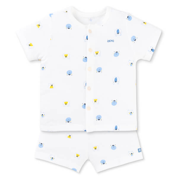 Set 2 Bộ kháng khuẩn Modal ngắn Animo VD0725005 (0-24M, màu Xanh biển - trắng, TT06)