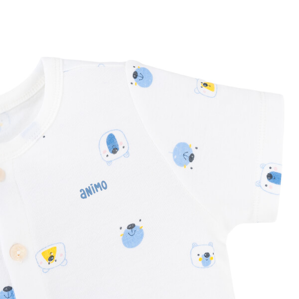 Set 2 Bộ kháng khuẩn Modal ngắn Animo VD0725005 (0-24M, màu Xanh biển - trắng, TT06)