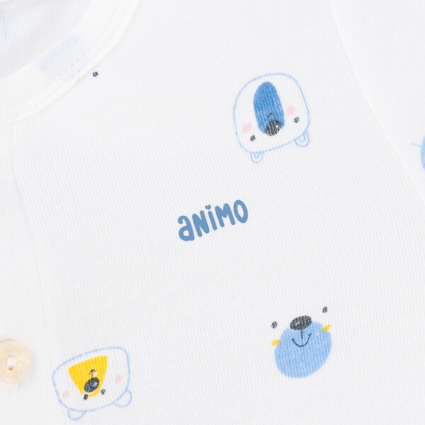 Set 2 Bộ kháng khuẩn Modal ngắn Animo VD0725005 (0-24M, màu Xanh biển - trắng, TT06)