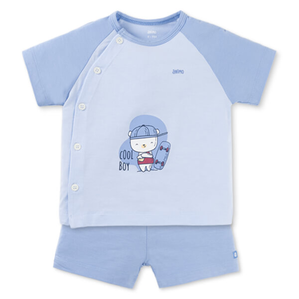 Set 2 Bộ kháng khuẩn Modal ngắn Animo BMC0925001 (0-24M, màu Xanh dương - Xanh biển, DD06)