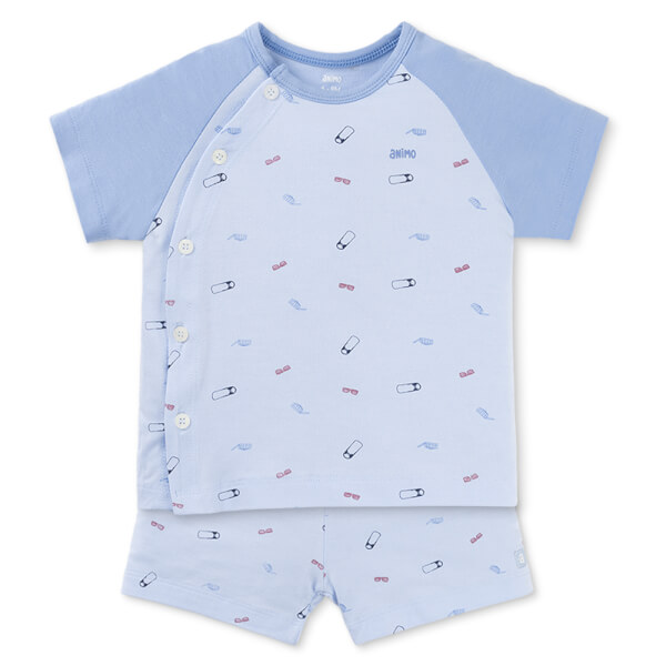 Set 2 Bộ kháng khuẩn Modal ngắn Animo BMC0925001 (0-24M, màu Xanh dương - Xanh biển, DD06)