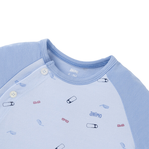Set 2 Bộ kháng khuẩn Modal ngắn Animo BMC0925001 (0-24M, màu Xanh dương - Xanh biển, DD06)