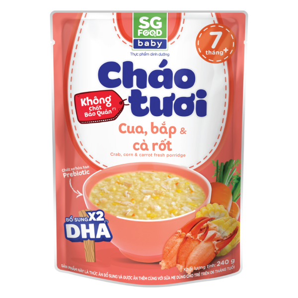 Cháo tươi baby cua, bắp cà rốt 240g SGF