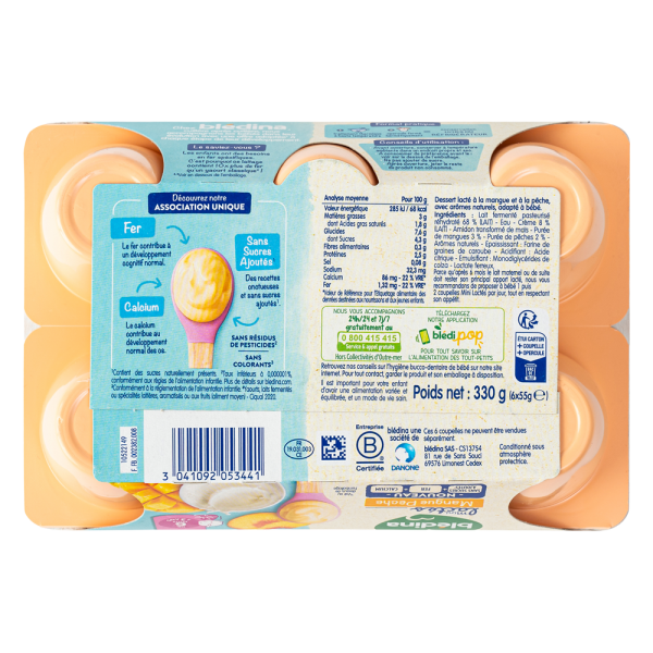Combo 2 Thực phẩm bổ sung: Sữa chua Blédina mini lactés vị xoài đào