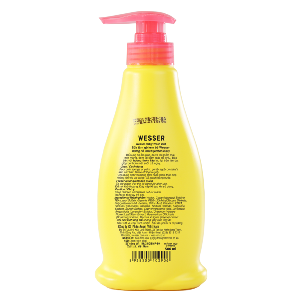 Sữa tắm gội Wesser 2 in 1 500ml (Hồng)
