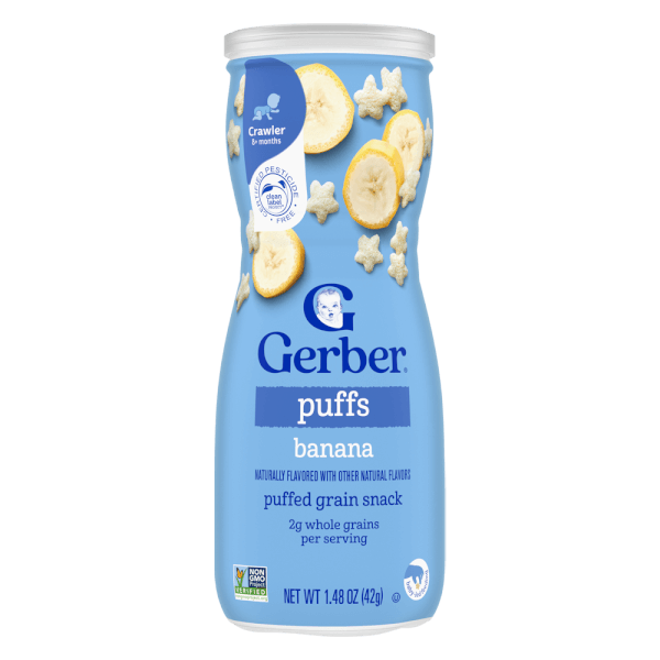 Thực phẩm bổ sung Bánh ăn dặm Gerber Puffs vị chuối *giao bao bì ngẫu nhiên*