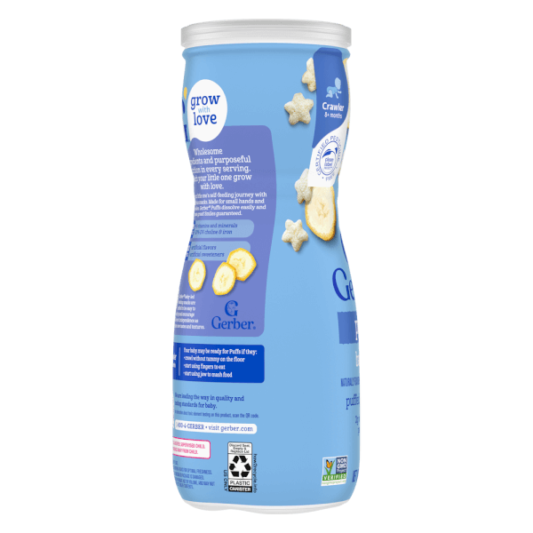 Thực phẩm bổ sung Bánh ăn dặm Gerber Puffs vị chuối *giao bao bì ngẫu nhiên*