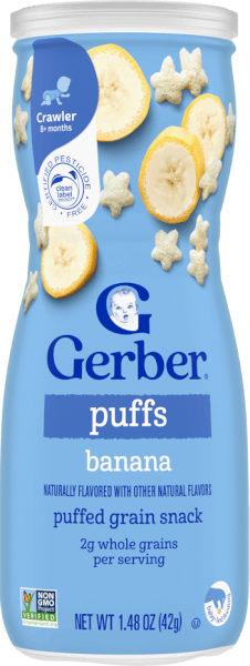 Thực phẩm bổ sung Bánh ăn dặm Gerber Puffs vị chuối *giao bao bì ngẫu nhiên*