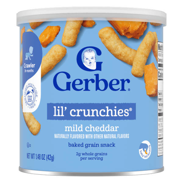 Thực phẩm bổ sung Bánh ăn dặm Gerber Lil’ Crunchies vị phô mai Mild Cheddar *giao bao bì ngẫu nhiên*