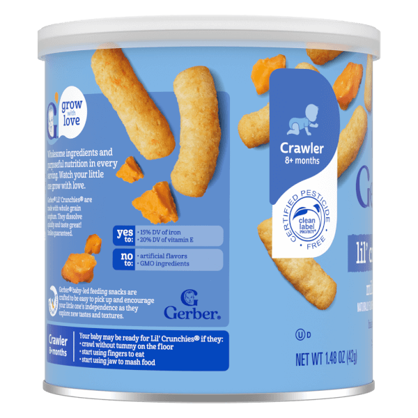 Combo 2 Thực phẩm bổ sung Bánh ăn dặm Gerber Lil Crunchies vị phô mai Mild Cheddar