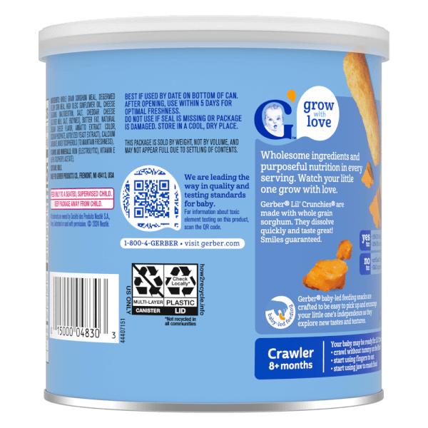 Combo 2 Thực phẩm bổ sung Bánh ăn dặm Gerber Lil Crunchies vị phô mai Mild Cheddar
