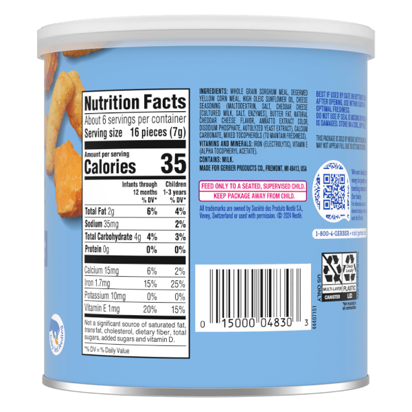 Combo 2 Thực phẩm bổ sung Bánh ăn dặm Gerber Lil Crunchies vị phô mai Mild Cheddar