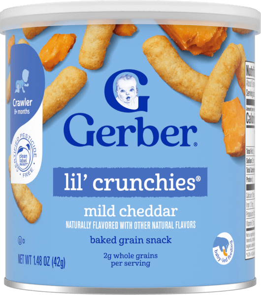 Thực phẩm bổ sung Bánh ăn dặm Gerber Lil’ Crunchies vị phô mai Mild Cheddar *giao bao bì ngẫu nhiên*
