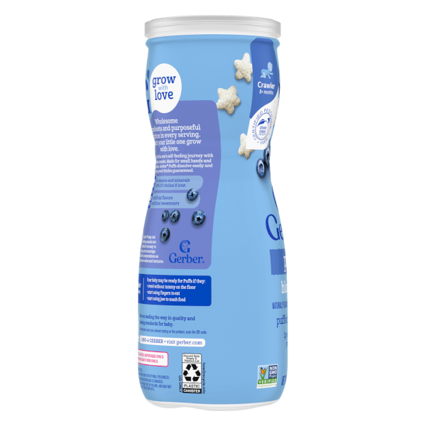 Thực phẩm bổ sung Bánh ăn dặm Gerber Puffs vị việt quất *giao bao bì ngẫu nhiên*