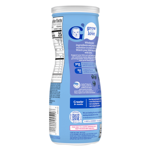 Thực phẩm bổ sung Bánh ăn dặm Gerber Puffs vị việt quất *giao bao bì ngẫu nhiên*