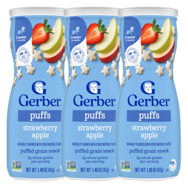 Combo 3 Bánh Ăn Dặm Gerber vị Táo Dâu 42g *giao bao bì ngẫu nhiên*