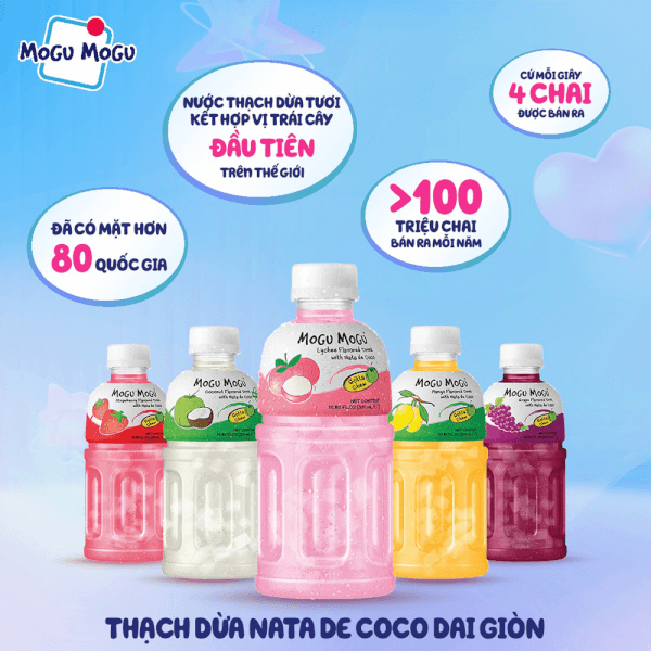 Combo 2 Nước uống Mogu Mogu vị Dâu với Thạch Dừa 320ml