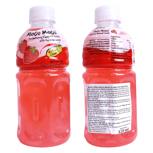 Combo 2 Nước uống Mogu Mogu vị Dâu với Thạch Dừa 320ml