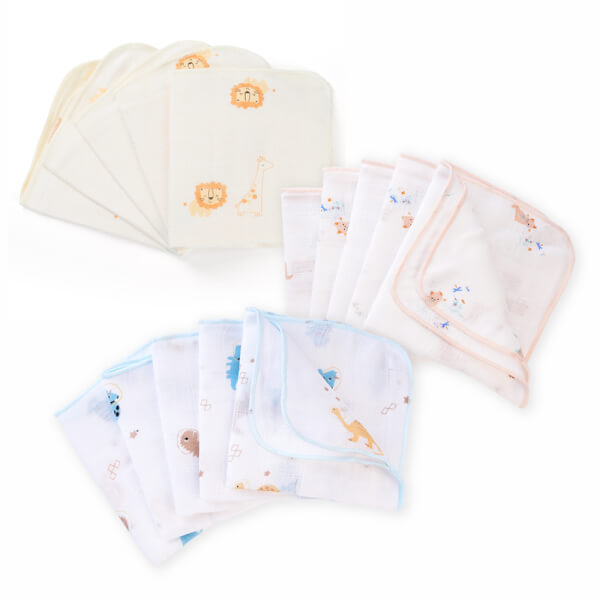 Khăn gạc sợi tre 4 lớp Animo T2304_NBA004 (25x25cm,5 cái) (giao màu ngẫu nhiên)