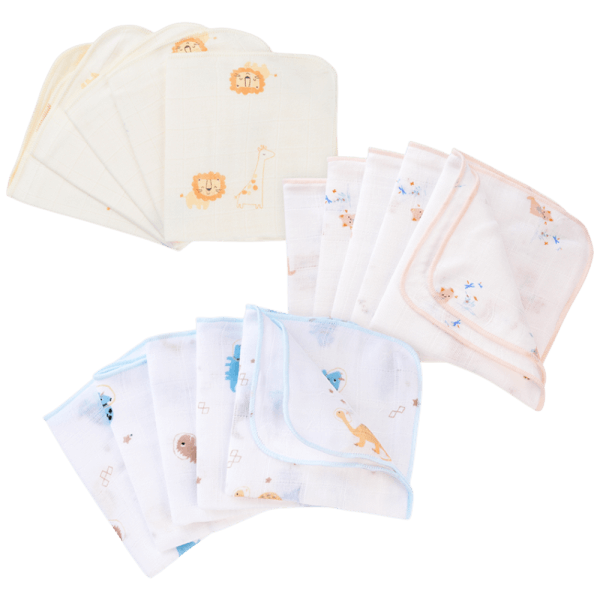 Khăn gạc sợi tre 4 lớp Animo T2304_NBA004 (25x25cm,5 cái) (giao màu ngẫu nhiên)