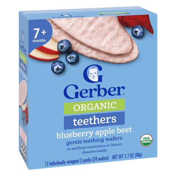 Combo 2 Bánh gạo hữu cơ Gerber Organic vị việt quất táo củ cải đỏ *giao ngẫu nhiên*