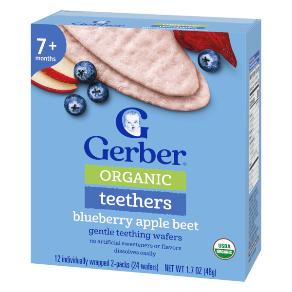 Combo 2 Bánh gạo hữu cơ Gerber Organic vị việt quất táo củ cải đỏ *giao ngẫu nhiên*