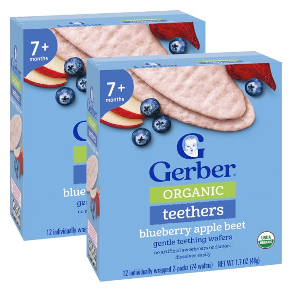 Combo 2 Bánh gạo hữu cơ Gerber Organic vị việt quất táo củ cải đỏ *giao ngẫu nhiên*