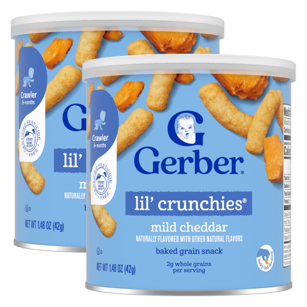 Combo 2 Thực phẩm bổ sung Bánh ăn dặm Gerber Lil Crunchies vị phô mai Mild Cheddar