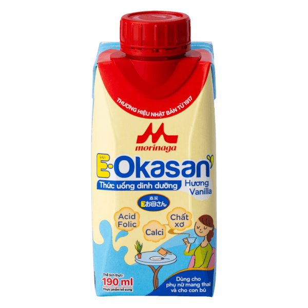 Sữa cho mẹ bầu & mẹ sau sinh Morinaga E-Okasan hương vanilla 190ml (lốc 3 hộp)