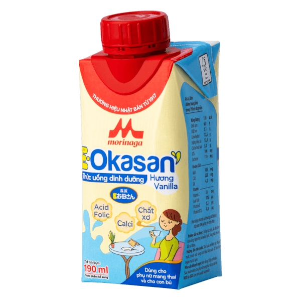Sữa cho mẹ bầu & mẹ sau sinh Morinaga E-Okasan hương vanilla 190ml (lốc 3 hộp)