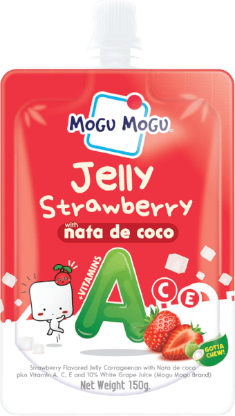 Thực phẩm bổ sung: Nước thạch Jelly Mogu Mogu vị dâu với thạch dừa và Vitamin A,C,E 150g