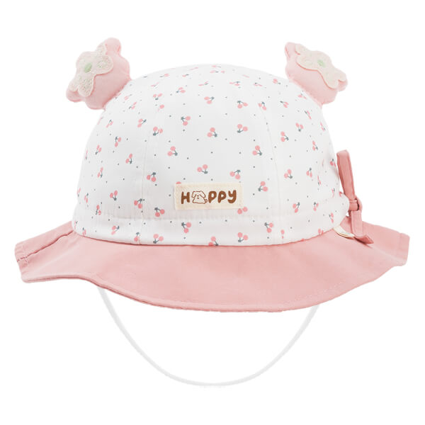 Nón vành tròn bé gái 1-3Y Animo A2507_JK013 (48cm,Trắng-Hồng)