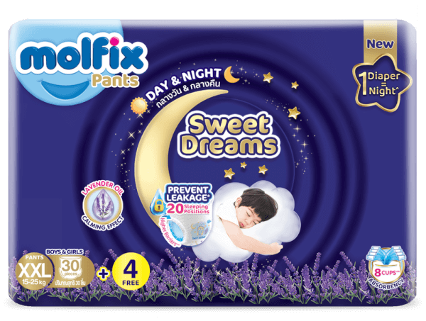 Molfix tã quần Sweet Dreams size XXL (30+4) Jumbo