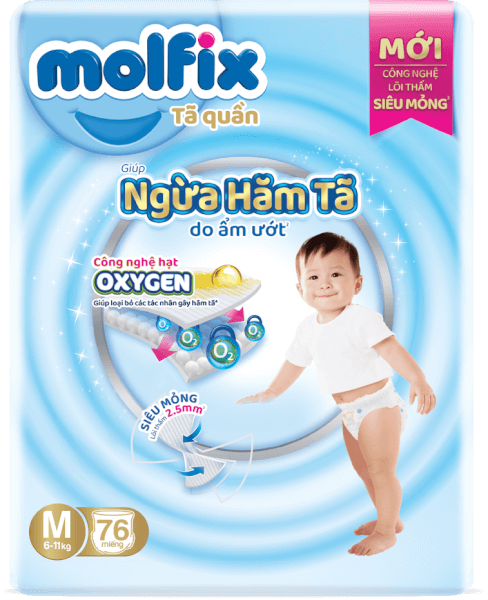 Molfix tã quần Oxygen size M 76 Ultra