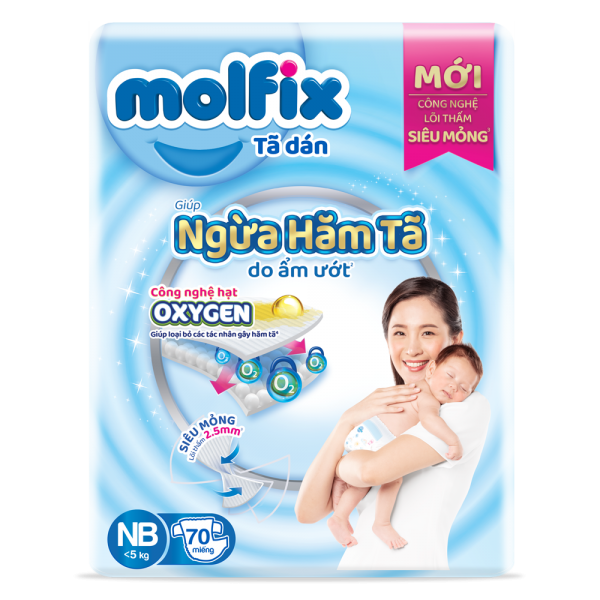 Molfix tã dán Oxygen newborn 70 Jumbo
