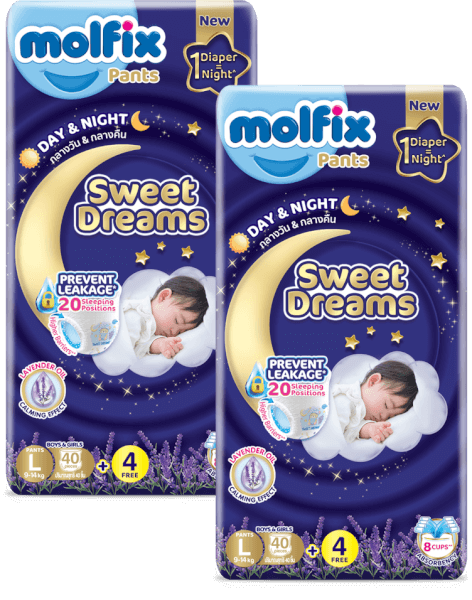 Combo 2 Molfix tã quần Sweet Dreams size L (40+4) Jumbo