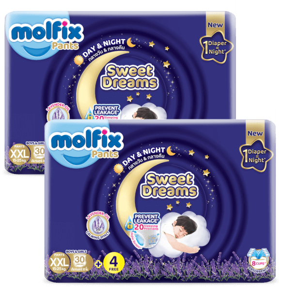 Combo 2 Molfix tã quần Sweet Dreams size XXL (30+4) Jumbo