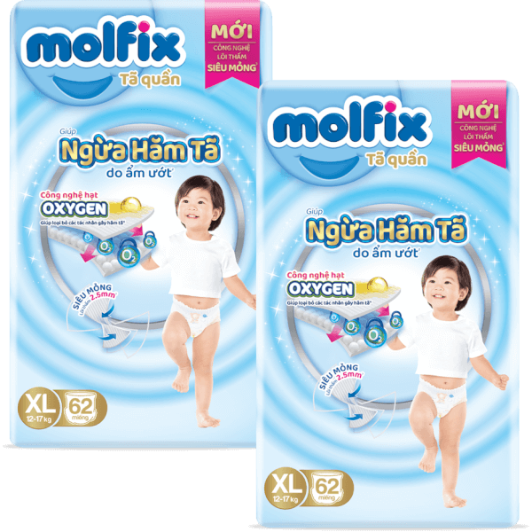 Combo 2 Molfix tã quần Oxygen size XL 62 Ultra