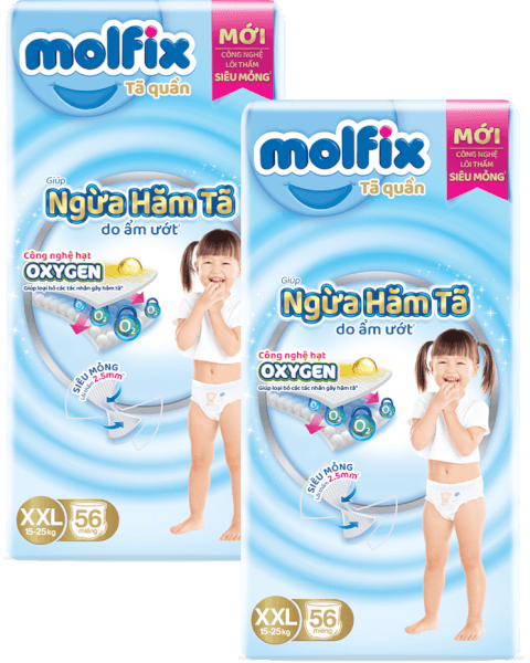 Combo 2 Molfix tã quần Oxygen size XXL 56 Ultra