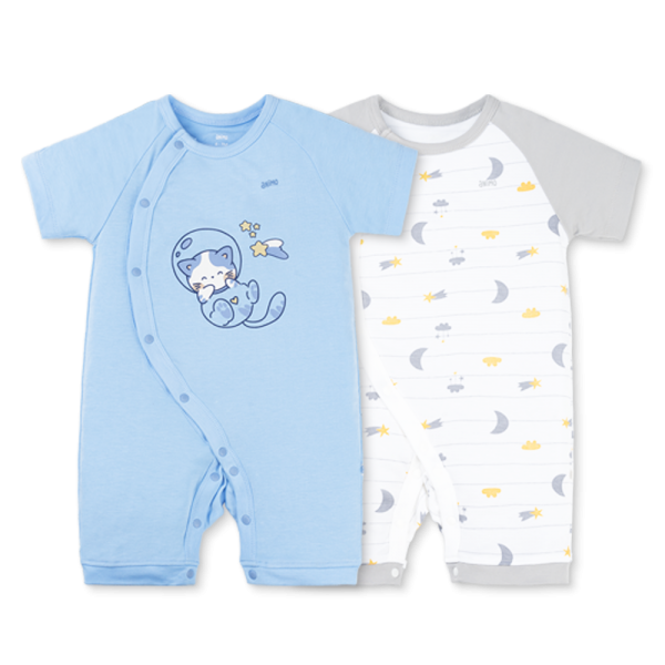 Set 2 Bodysuit kháng khuẩn Modal đùi Animo VD0825015 (0-12M,Biển-xám,NN06)