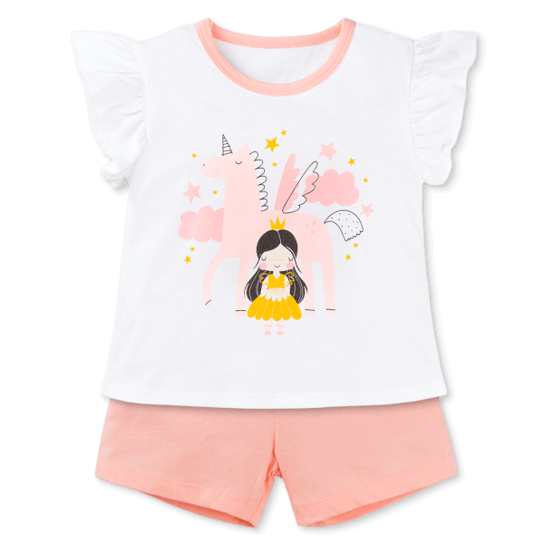 Bộ bé gái ngắn Animo Easy LU0925065 (1-4Y,Trắng-hồng,TT02)